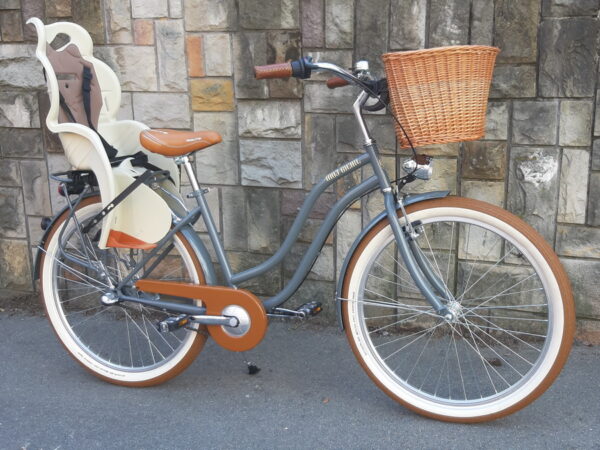 sivo-braon-cruiser-bicikl-sa-sedištem-za-dete